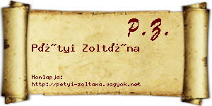 Pétyi Zoltána névjegykártya